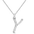 thumbnail image 1 of Personalized Diamond Script Letter Initial Necklace in 14k White Gold, 1 of 2