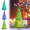 thumbnail image 7 of Green Mini Luminous Crystal Christmas Tree And Desktop Ornament With Led Lights, Compact Design And Plastic Material For Kids Gift And Holiday Decor 4.7X3.9X2.4In 0.15Lb, 7 of 7
