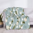 thumbnail image 4 of Throw Blanket for Couch, Tulips Flowers Blue Super Soft Fuzzy Comfy Warm Throw Blanket, Cuteness Lightweight Cozy Plush Flannel Blanket & Throws for Sofa and Bed All Season, 4 of 5