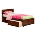 thumbnail image 1 of Leo & Lacey Transitional Solid Wood Urban Twin Storage Platform Bed in Walnut, 1 of 7