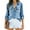Light blue, variant on Women Button Down Denim Shirt Long Sleeve Roll Up Casual Oversized Jean Jacket Distressed Tunic Top