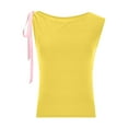 thumbnail image 5 of Egmy1 Womens Tank Tops ClearanceWomen's New Solid Color Bow Crossshoulder Casual T-shirt, 5 of 7