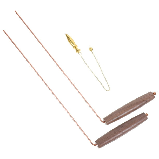 1 juego de varillas de zahorí de cobre para uso espiritual y búsqueda de tesoros. Herramientas de adivinación portátiles para la búsqueda de agua y energía. Detector de metales portátil con cadena.