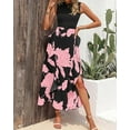 thumbnail image 4 of Freshpretty Women Casual Sleeveless Summer Dresses Spring Crewneck Patchwork Boho Floral Ruffle Cocktail Party Midi Dress, 4 of 6