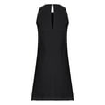 thumbnail image 6 of UPPADA Summer Dress for Women Cotton Linen Crew Neck Solid Basic T-Shirts Dress Casual Sleeveless Midi Dresses with Pocket Pleated Swing Tank Sundress Black,M, 6 of 7