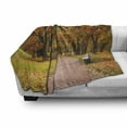 thumbnail image 3 of Fall Soft Flannel Fleece Blanket, Idyllic Rural Landscape Tranquility in the Park Pathway Woodland Peaceful Environment, Cozy Plush for Indoor and Outdoor Use, 60" x 80", Multicolor, by Ambesonne, 3 of 6