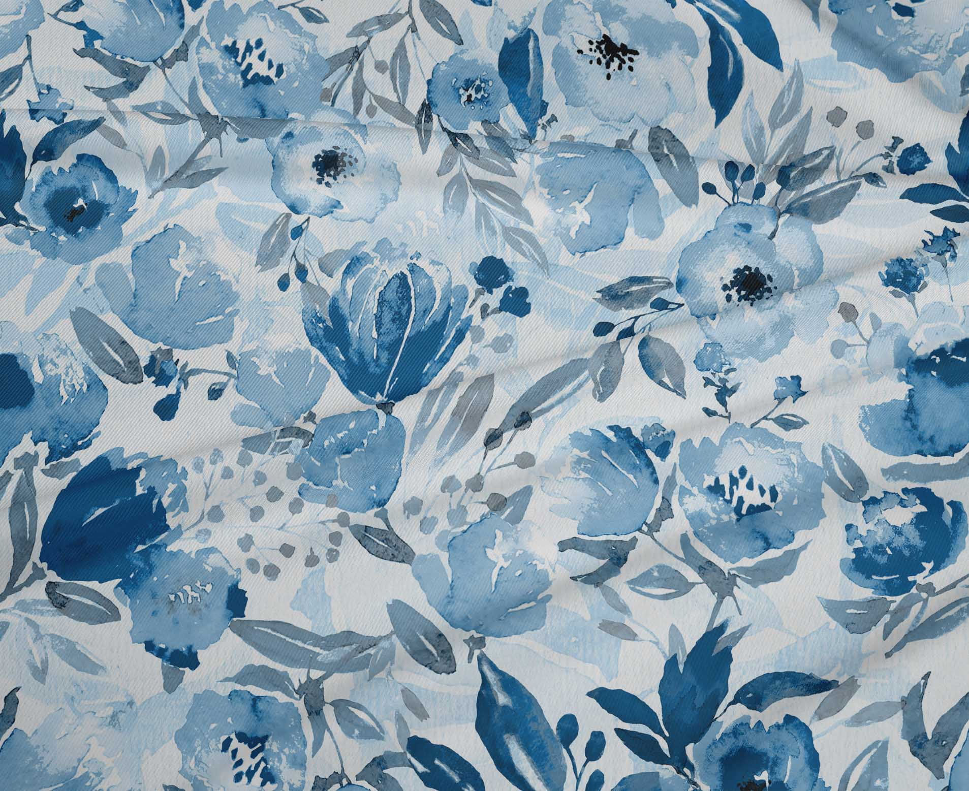 oneOone Polyester Spandex Teal Blue Fabric Floral Diy Clothing Quilting Fabric Print Fabric By Yard 56 Inch Wide-4F
