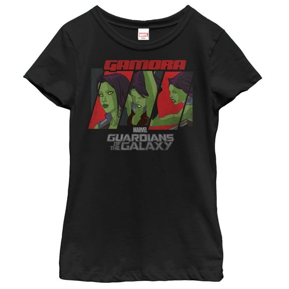 Girl's Marvel Guardians of the Galaxy Gamora Panels  Graphic Tee Black Medium