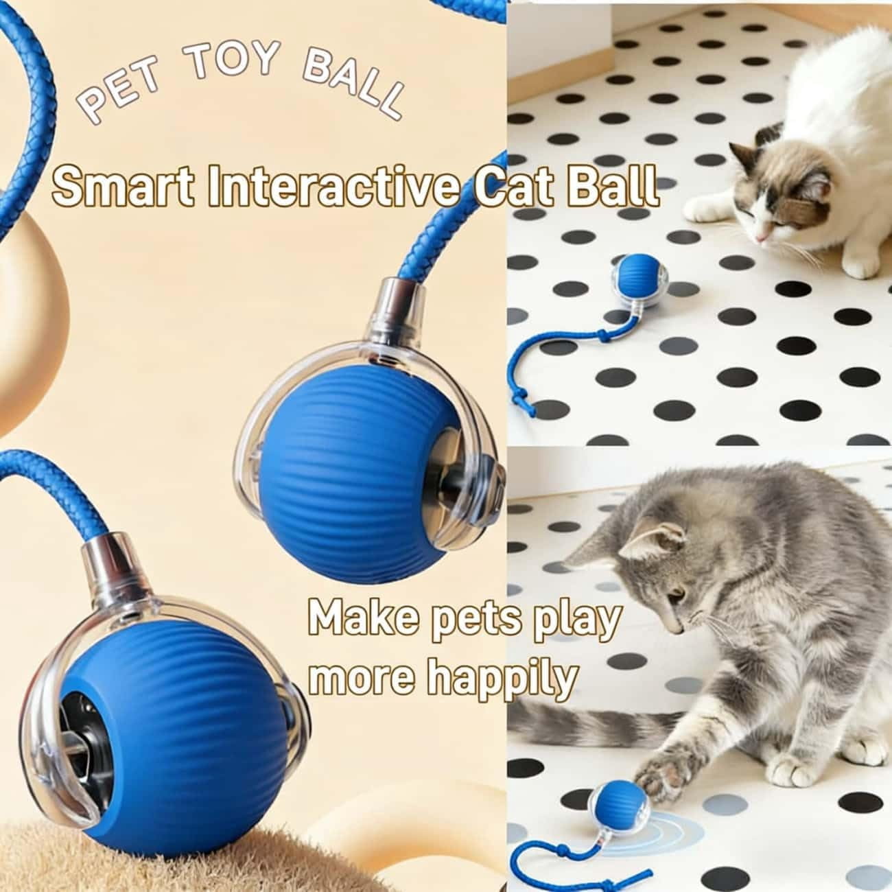 Interactive Cat Toys for Indoor Cats, Agility Move Cat Balls,Motion Activated Cat Balls, Cat Toys for Bored Indoor Cats