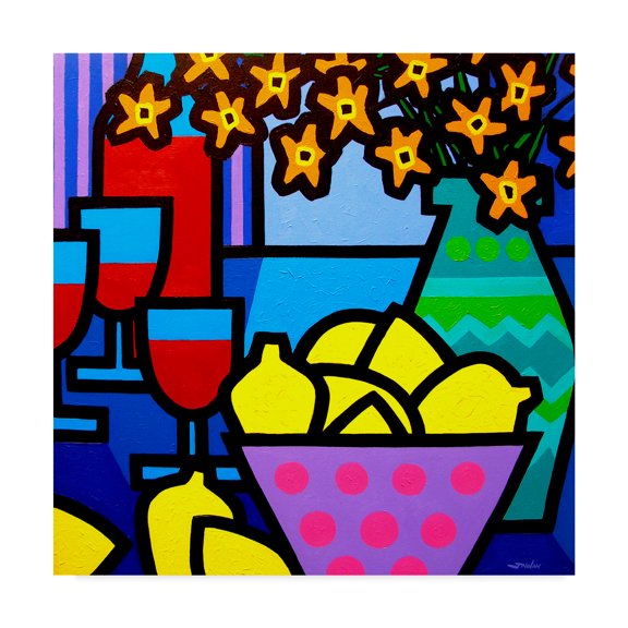 Trademark Fine Art 'Wine, Lemons and Flowers' Canvas Art by John Nolan