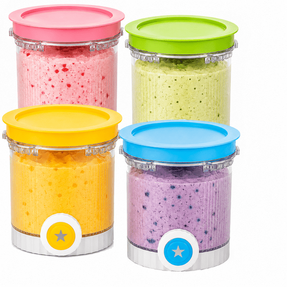 4 Pack for Ninja Creami Swirl Pints and Lids, Compatible with NC700 Series Ninja Swirl Ice Cream & Soft Serve Makers, NC701, NC701C, Creami Containers, BPA-Free, Dishwasher Safe