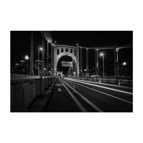 The Roberto Clemente Bridge No. 2 B&W - Pittsburgh Pennsylvania Photography Unframed Wall Art Print 5 x 7 inches
