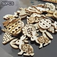 thumbnail image 4 of Rebanadas de madera, virutas de madera, adornos para regalos, tarjetas, suministros para fiestas 50 pcs, 4 of 7
