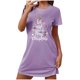 thumbnail image 5 of Camisón corto de talla grande para mujer, camisón de manga corta con estampado de pecho a la moda, camisón para mujer, 5 of 5