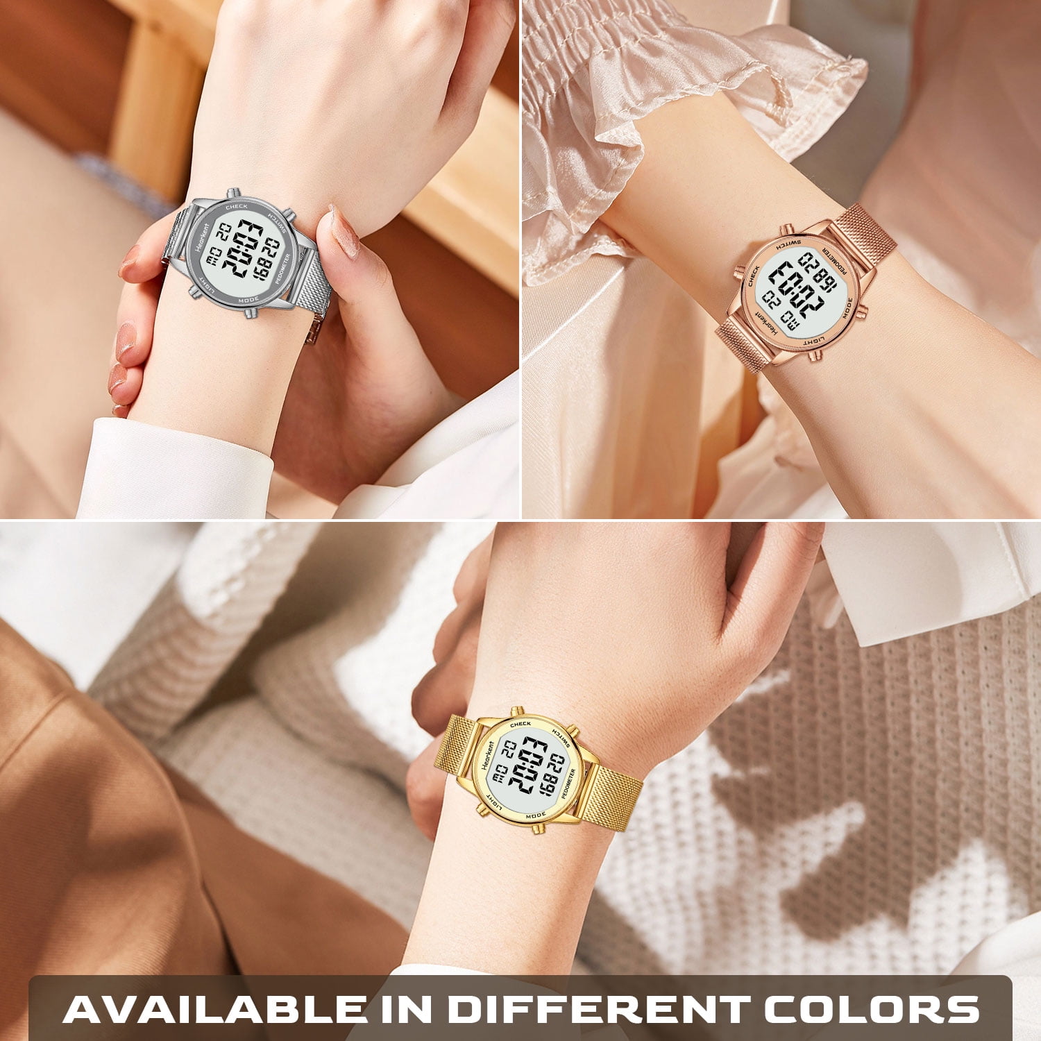 Women s Step Counter Pedometer Watch with Stainless Steel Bracelet Stylish Design No App No Charging Needed for Step Calorie Distance Alarm Countdown Timer TU 2401 Walmart