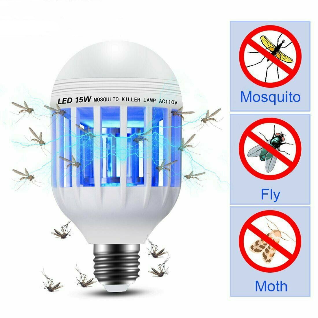 New LED Bulb Anti-Mosquito Insect Zapper Flying Moth Killer E27 15W Light lamp R 