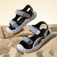 thumbnail image 5 of Zanarzt Toddler Boys Sandals Unisex Kids Summer Slide Sandals Baby Comfort Anti Slip Open Toe Adjustable Walking Beach Shower Shoes for Boys Girls Grey,US 9.5, 5 of 5