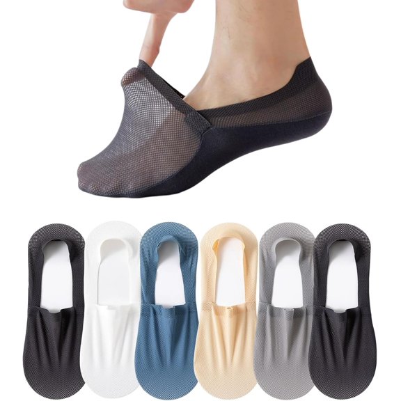 velthentic invisible breathable anti-slip socks, low-cut no show socks for women men, one size US 6-10, 6 pairs Multicolor