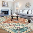 thumbnail image 3 of Findosom 8'x10' Vintage Area Rug for Living Room, Machine Washable Rugs Non Slip Distressed Indoor Rug,Large Retro Area Rug Floor Carpet for Bedroom Dining Room Entryway Office Decor,Orange, 3 of 8