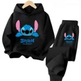 thumbnail image 4 of Conjunto de 2 piezas de sudadera y pantalones con dibujos animados de Disney Stitch 2024 para niños, ropa de moda para primavera y otoño, sudadera para niños y niñas, traje deportivo para niños, 4 of 5