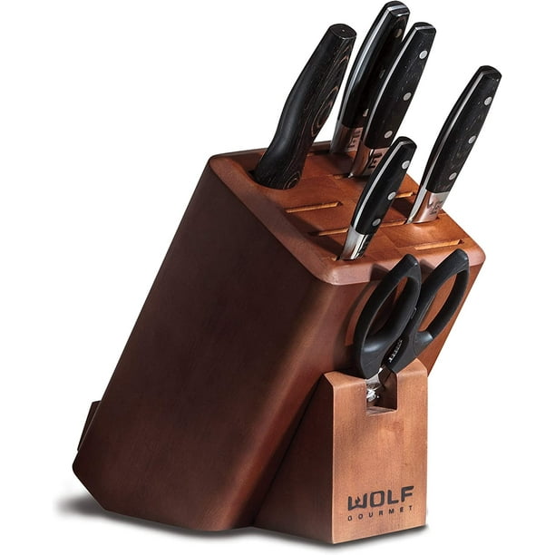 Juego DE CUCHILLOS CON BASE WOLF GOURMET 7 PIEZAS ACERO inoxidable WGCU100S