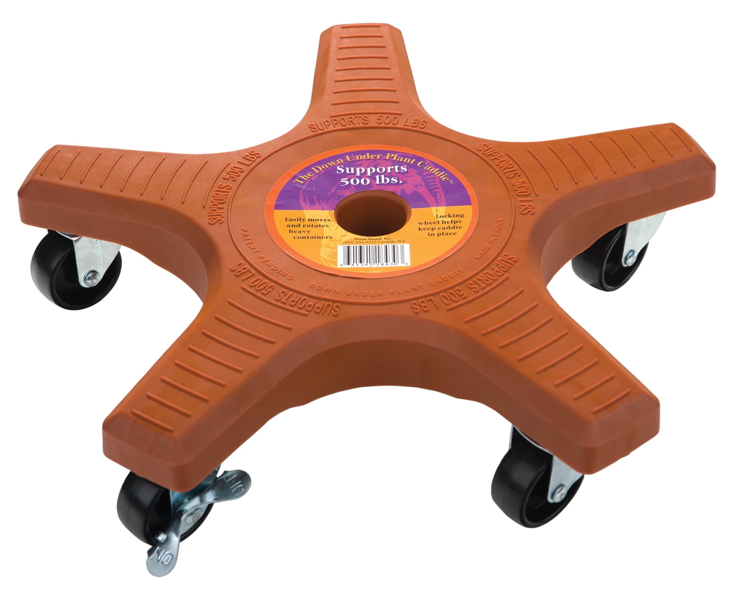 Plant Stand 14430 14 in Terra Cotta 5-Wheel Single Plant Caddie by Plantstand