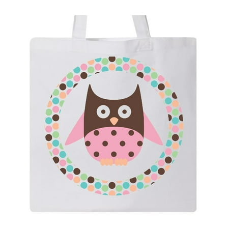 Pink Polka Dot Tote - Owl Pink Polka Dot Tote Bag White One Size