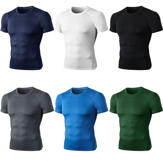 Camiseta deportiva para hombre, camisetas ajustadas elásticas de secado rápido, cortas con cuello redondo