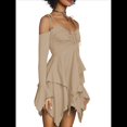 thumbnail image 3 of Disfraz de Halloween para Mujer, Vestido Midi Fluido con Pañuelo y Hombros Descubiertos, Estilo Hada Mariposa para Fiesta de Cosplay. Albaricoque XXL, 3 of 9