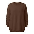 thumbnail image 3 of Xcmzpl Fleece Sweatshirts for Women Basic Solid Color Crewneck Sweatshirt Holiday Sweater Tops Tunic Long Sleeve Blouses Fall Fashion, 3 of 4