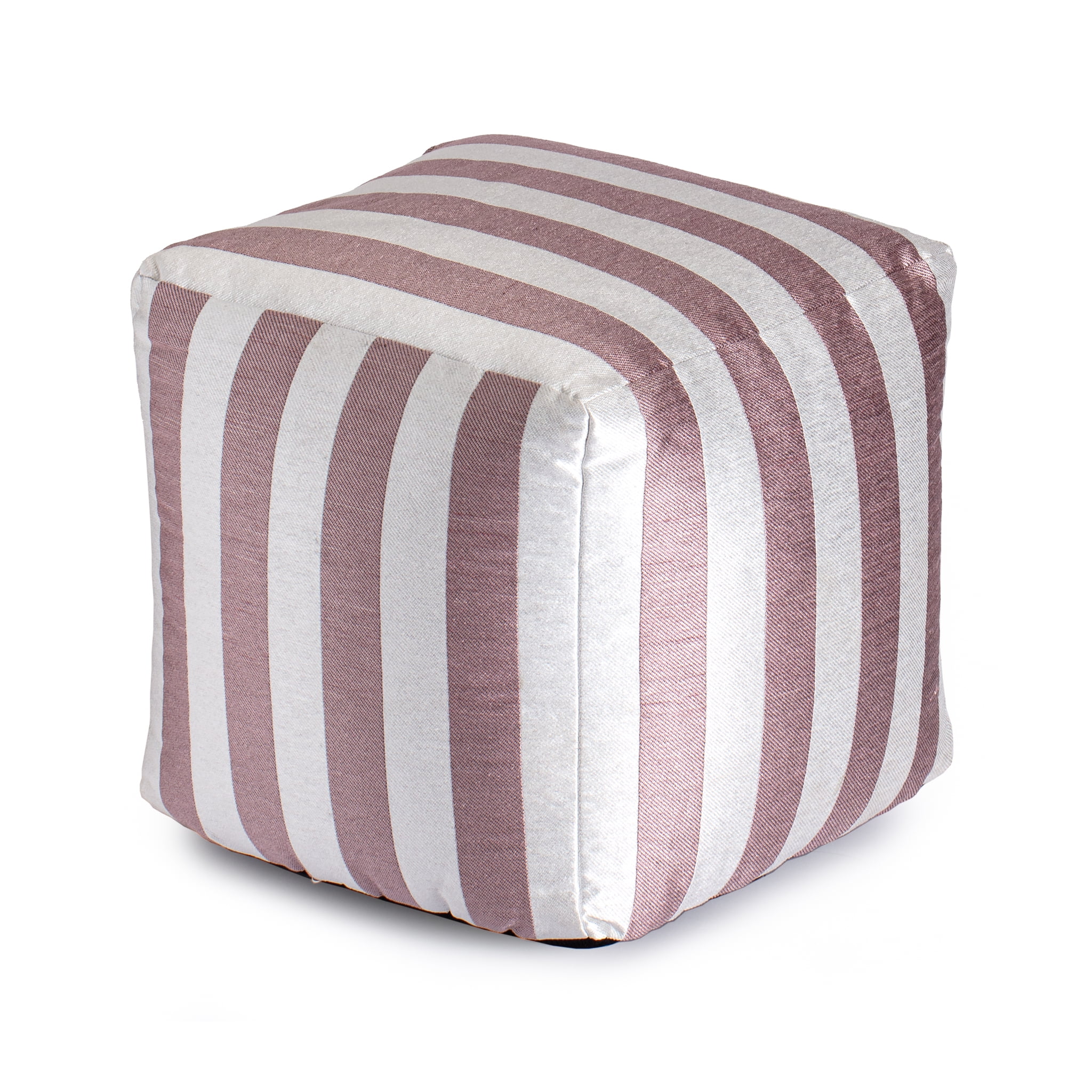 Cape May Rose 18" x 18" x 18" Pink & Ivory Pouf