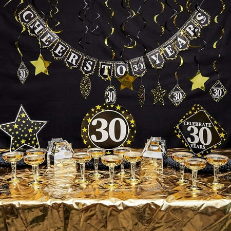 Ul Li Cheers To 30 Years Festive 30 Piece Party Pack With Gold And Black Star Design Li Li Celebrate 30th Milestone Perfect For 30th Birthday Wedding Anniversary Company Anniversary And More Li Li Black And Gold Star Foil Design Ul Li Cheers To 30 Years Festive 30 Piece Party Pack With Gold And Black Star Design Li Li Celebrate 30th Milestone Perfect For 30th Birthday Wedding Anniversary Company Anniversary And More Li Li Black And Gold Star Foil Design