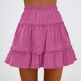 thumbnail image 6 of Women's High Waisted Mini Skirt Tiered Eyelet Lace Ruffle Hem A-Line Flared Skirt Lightweight Breathable Boho Style Summer Beach Skirt for Party Club Daily Wear, 6 of 6