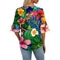 thumbnail image 6 of Odbmxy V-Neck Blouse for Women Elbow-Length Summer Womens Plus Size Tops Loose Casual Floral Beach Fancy Green Peplum Tops, 6 of 7