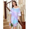 thumbnail image 3 of Ekouaer Nightgowns for Women 2 Pack Sleepshirts Short Sleeve Nightshirt V Neck Sleepwear Casual Pajama Dress, 3 of 6