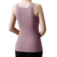 thumbnail image 5 of Fiaer Womens Oversized Tanks Tops Slim Fit Thermal V Neck Vest with Built in Bra Solid Color Fleece Lined Tops Pink L, 5 of 5