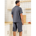 thumbnail image 4 of EA'S SECRET Mens Pajamas Set 100% Cotton Short Sleepwear Sets Classic Button Down Loungewear Summer Mens Pjs Sets With Pockets（Deep Grey，XL）, 4 of 7