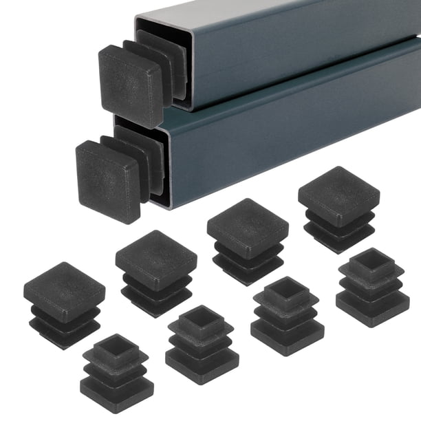 30 Tapones Cuadrados De Plástico Negro De 30x30 Mm Para Tubos Y Muebles, Protectores De Suelo