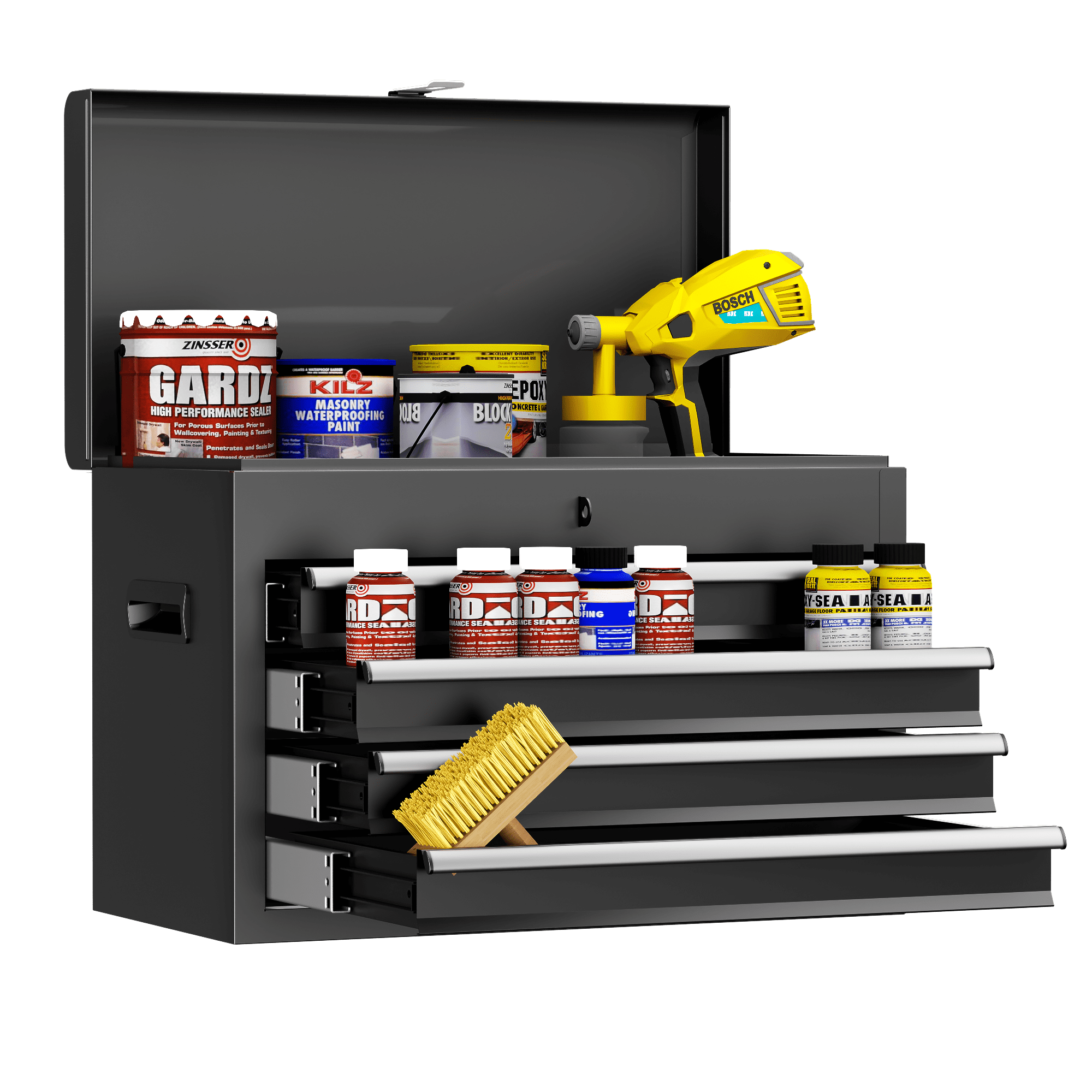 Gewna 5 Drawers Rolling Garage Tool Chest with Locking System,Metal  Storage Cart  with Side Cabinet,Protective Liner & Tool Rack for Garage Workshop