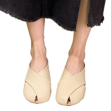 

Lightweight PU Upper Flat Bottom Outdoor Comfort Apricot 37 Women s Spring-Summer Slippers