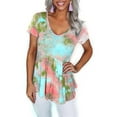 thumbnail image 2 of VEKDONE 2025 Womens Casual Short Sleeve Tunic Tops Scoop Neck T Shirts Tie Dye Vintage Summer Loose Fit Tunics Blouse, 2 of 6