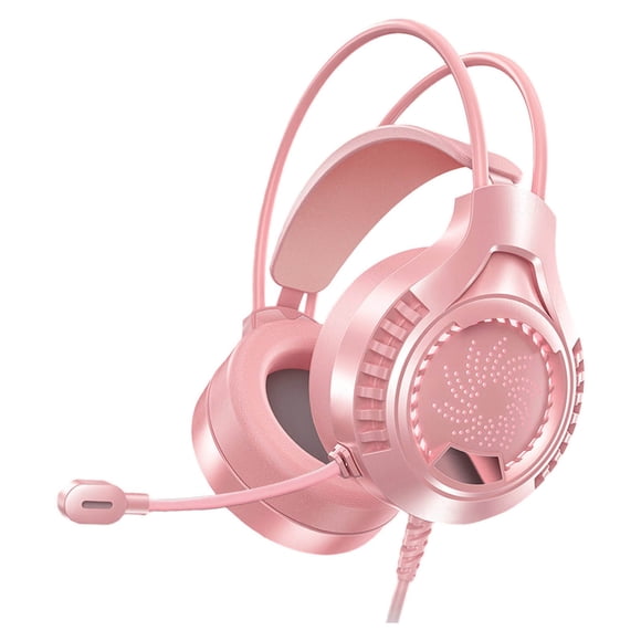 SIYTUAU Pink Wired Gaming Headphones Usb Rgb Lighting 3.5Mm Jack Over Ear Illuminated Computer Pc Headset Pink