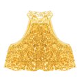 thumbnail image 4 of Xnihocha Sequin Crop Top for Girls Metallic Shiny Sleeveless Halter Hip Hop Jazz Latin Dance Costume Gold 14, 4 of 6