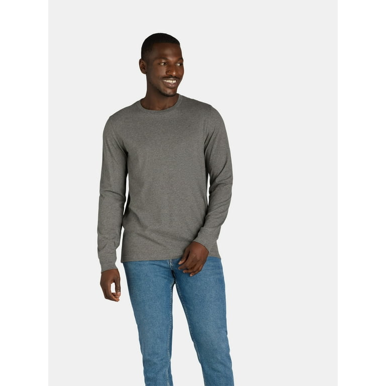 Mens long sleeve crew neck tops deals