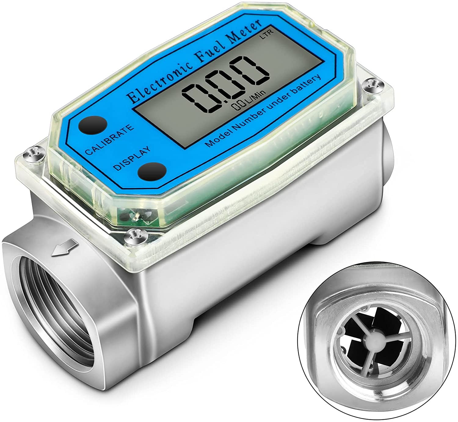 Digital High Accuracy Fuel Flowmeter LCD Display For Gasoline Oil Measure Tool 