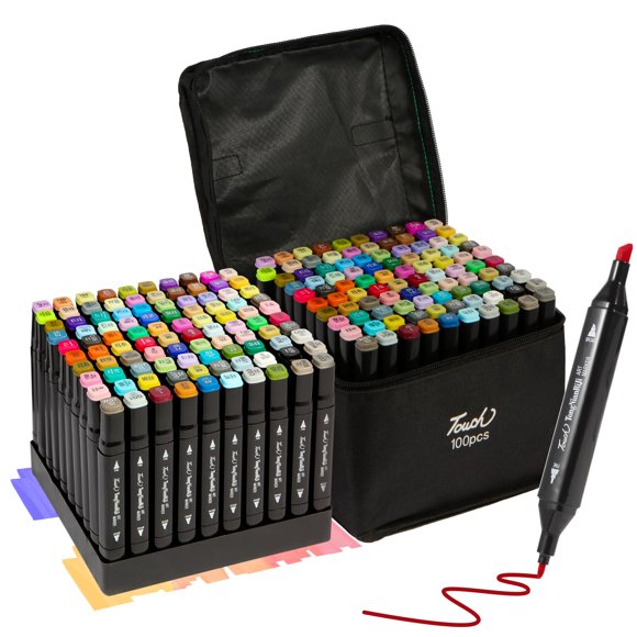 Set de 100 marcadores de alcohol de doble punta Hyrrt