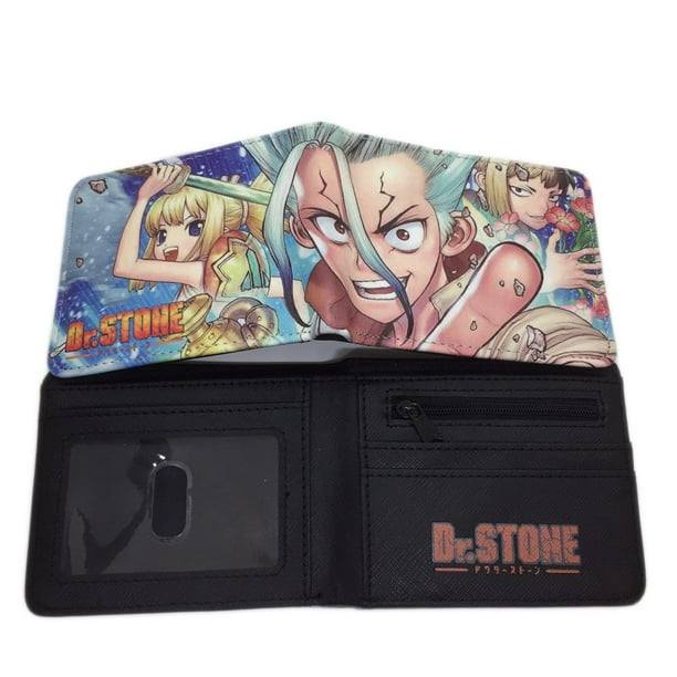 Cartera de piel sintética con personajes de anime de Dr. Stone Ishigami Senku