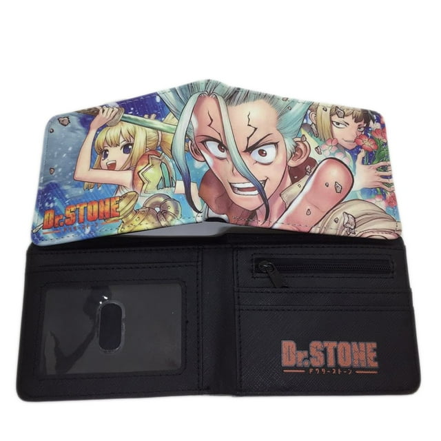Cartera de piel sintética con personajes de anime de Dr. Stone Ishigami Senku