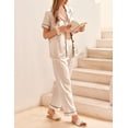 thumbnail image 3 of Ekouaer Womens Silky Satin Pajamas Set Short Sleeve Button Down Sleepwear 2 Piece Lounge Set Pj Set, 3 of 6