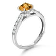thumbnail image 3 of Gem Stone King 10K White Gold Yellow Citrine and White Lab Grown Diamond Engagement Ring for Women (2.20 Cttw, Cushion Checkerboard 8MM, Gemstone November Birthstone, Size 7), 3 of 4